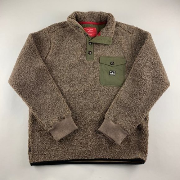 Kimes Ranch Jackets & Coats Kimes Ranch Mens Brown Sherpa Pullover